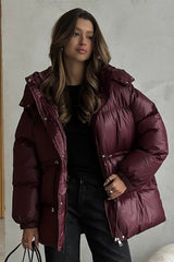 Drawstring Hooded Puffer Coat