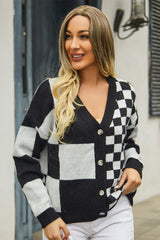 Plaid Panel Plus Size Christmas Cardigan