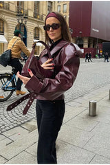 Vintage PU Leather Biker Coat