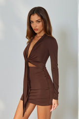 Square Neck Lace Trim Mini Dress