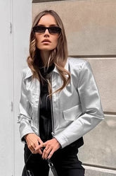 Silver Lapel Short Jacket