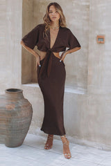 Sexy Open Back Tie Waist Maxi Dress