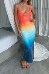 Gradient Sequin Spaghetti Midi Dress