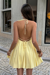 Rhinestone Detail Halter Chiffon Mini Dress