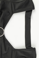 Corset Cut Out Top Rhinestone Detail Skirt Set