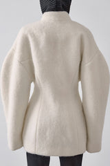 Sculptural Sleeve Wool Blend Coat
