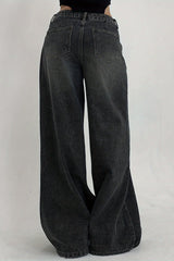Distressed Wide Leg Floor Length Jean