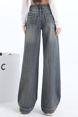 Jacquard Stripe Wide Leg Jean