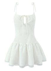 Ivory Ruffle-Trim Mini Dress