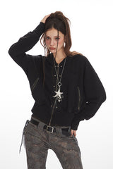 Cropped Zip Up Vintage Hoodie