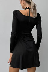 Black Knit Square Neck Mini Dress