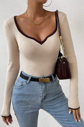 V Neck Slim Fit Knit Sweater