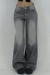 Distressed Wide Leg Floor Length Jean