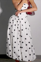 Polka Dot Strapless Bodycon Midi Dress