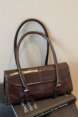 Waxed Leather Retro Long Handbag Chic Shoulder Underarm Commuter Bag