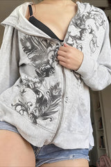 Dark Graphic Zip Hoodie