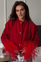 Faux Fur Cuff Cardigan Sweater