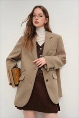 Retro Plaid Short Blazer Christmas Outerwear