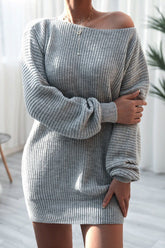 Casual Knit Off Shoulder Sweater Dress
