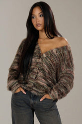 Colorful V Neck Striped Knit Sweater