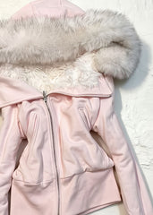 Pastel Fur Trim Corset Zip Hoodie