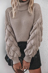 High Neck Pullover Knit Sweater