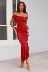 Layered Mermaid Ruched Midi Dress