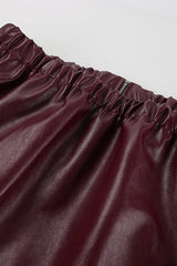 Burgundy Faux Leather Biker Jacket