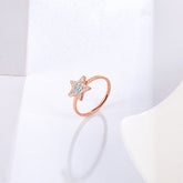 Five-Pointed Star Full Diamond Titanium Steel Ring