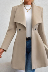 Solid Lapel Double-Breasted Thickened Wool Blend Christmas Outerwear