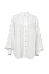 Textured Stand Collar Button Blouse