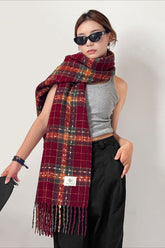 Soft Plaid Mohair Blend Christmas Scarf