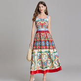 Elegant Printed Sleeveless A Line Maxi Dress
