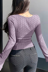 Wide Neck Slim Fit Knit Sweater