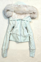 Pastel Fur Trim Corset Zip Hoodie