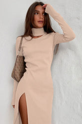 High Neck Knit Maxi Dress