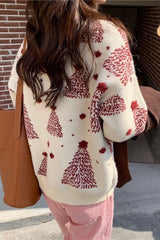 Color Block Snowflake Christmas Tree Pattern Knit Sweater