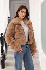 Elegant Short Faux Fur Classic Christmas Outerwear