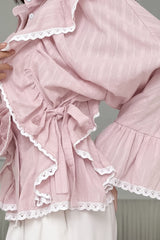 Elegant Jacquard Bell Sleeve Loose Blouse