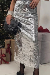 High Waist Sequin Wrap Christmas Skirt