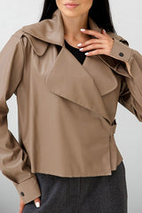 Faux Leather Lapel Moto Jacket