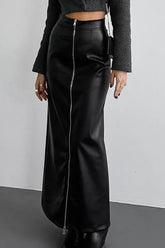 High-Waist Straight Zip Skirt