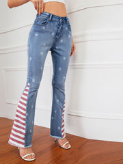 Printed Stars Colorblock Stripe Jeans