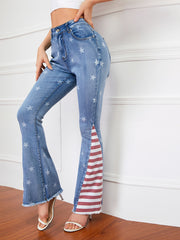 Printed Stars Colorblock Stripe Jeans