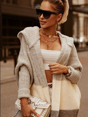 Marled Striped Lurex Hooded Cardigan