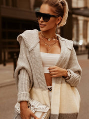 Marled Striped Lurex Hooded Cardigan