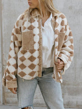 Rhombus Pattern Jacket Corduroy Patch Pockets