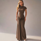 Dreamy Drape Maxi dress - Brown