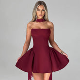 Skylene Mini Dress - Maroon