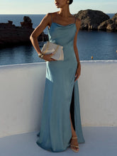 Sexy Elegant Satin Side High Slit Maxi Dress